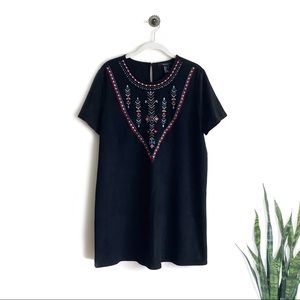 Embroidered Tribal Suede Dress